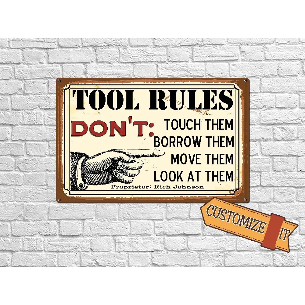 Tools Name In Workshop - CIFbuy Placa Metálica Plana 2D Personalizable,